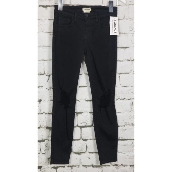 L'AGENCE Mazzy Skinny Low Rise Stretch Ankle Jean Black Size 25 NWT MSRP $279 - Picture 2 of 7
